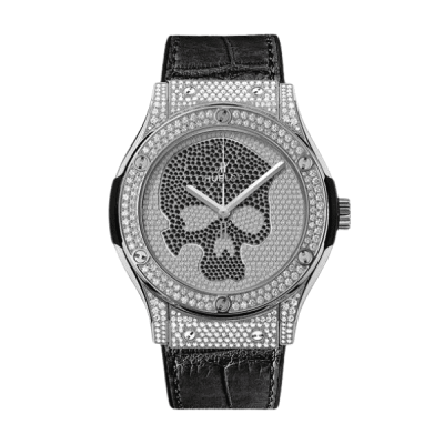 Hublot Classic Fusion SKULL Full Diamonds Moissanite Pave 42mm Black Dial - VIP Version