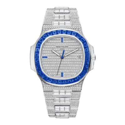 Patek Philippe Nautilus 5711/1A 40mm Demi Baugette Blue Full Moissanite HongKong – VIP Version - Experience perfection — at a surprisingly affordable cost, just for you
